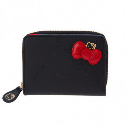 Folding Wallet Real Leather Hello Kitty Sanrio Ribbon