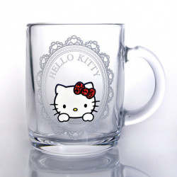 Glass Mug Frame Candy Red Hello Kitty