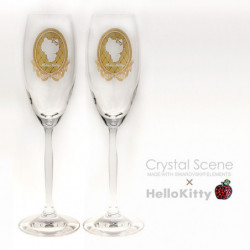 Champagne Glasses Gold Ribbon Hello Kitty 