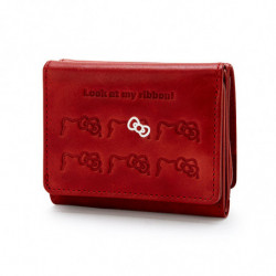 Tri Fold Leather Wallet Red Hello Kitty