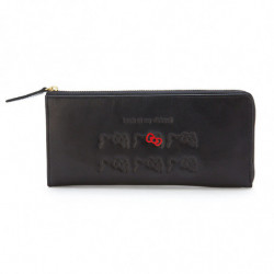 Long Leather Wallet Black Hello Kitty