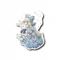 Sticker メルヘンalone少女と兎(青)