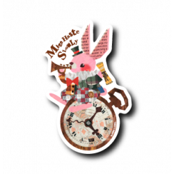 Sticker コラージュスローリーウサギ(ピンク)