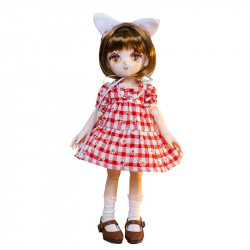 Japanese Doll Daisy Red Check Dress Candy House Series