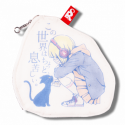 Zipper Pouch Girl And Cat B-SIDE LABEL