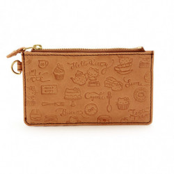 Square Leather Pouch Beige Hello Kitty