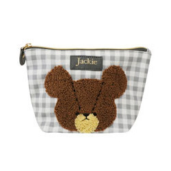 Boat Shaped Pouch Gingham Check Gray The Bear's School
