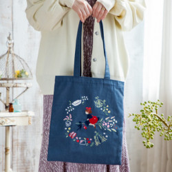 Tote Bag Flower Wreath Embroidery Series Kiki la petite sorcière
