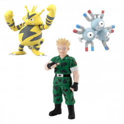 Figures Lieutenant Surge, Magneton & Electabuzz Pokémon Scale World Kanto