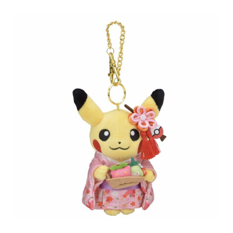 Plush Keychain Pikachu Hannari Tea Party Ver. Pokémon Center Kyoto Limited  - Meccha Japan