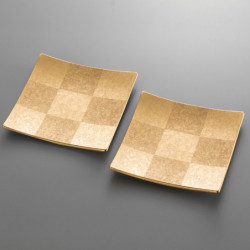 Checkered Square Plate S Gold Set A