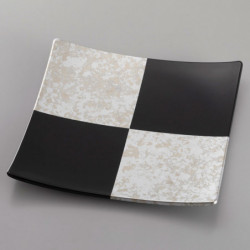 Square Plate L Silver Black Ichimatsu