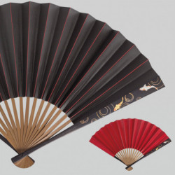 Folding Fan Carp Black and Red Kakishibu Waki Urushi