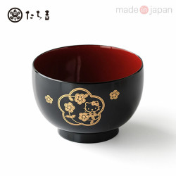 Bowl Tachikichi Flower Pattern Black Sanrio