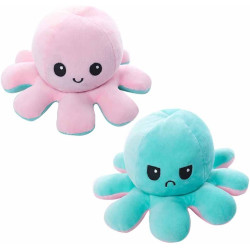 Peluche Réversible Pink & Green Octopus Mad and Happy Face