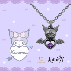 Necklace Silver Black Coating Devil Heart Kuromi Sanrio Characters