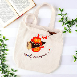 Tote Bag Panicking Calcifer Vertical Embroidery Canvas Howl's Moving Castle