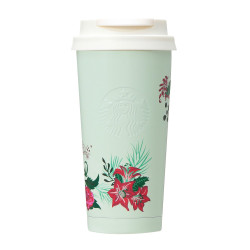 Gobelet Acier Inoxydable TOGO Poinsettia Mint 2023 Starbucks Holiday Wishes