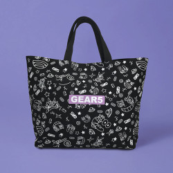 Tote Bag L All-over Pattern BLACK Gear 5 One Piece