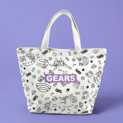 Tote Bag S All-over Pattern WHITE Gear 5 One Piece