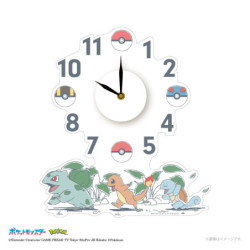 Wall Clock Sticker Bulbasaur & Charmander & Squirtle Pokémon