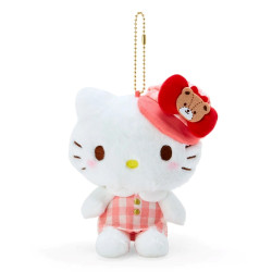 Plush Keychain Hello Kitty Sanrio Gingham Newsboy