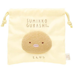 Fluffy Face Drawstring Bag Tonkatsu Sumikko Daisuki Series