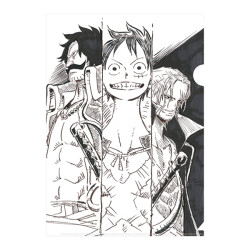 Clear File Luffy & Roger & Shanks One Piece ILLUSTRATION WORKS