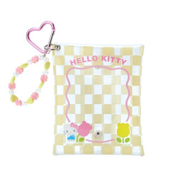 Clear Pouch with Keychain Hello Kitty Sanrio Pastel Checkers