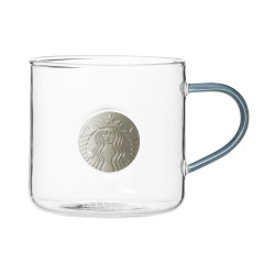 Glass Mug Heat Resistant Medal Ash Blue Starbucks