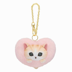 Plush Keychain Pink mofusand Fuwa Fuwa Heart Nyanko Mascot