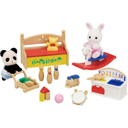 Figures Set White Rabbit & Panda Baby Toys Sylvanian Families