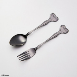 Fork Spoon Set Heart Black Kingdom Hearts